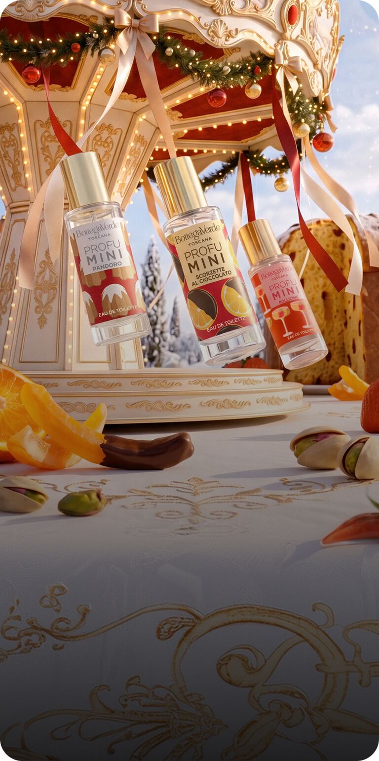 ProfuMINI Bottega Verde in edizione limitata su una giostra natalizia