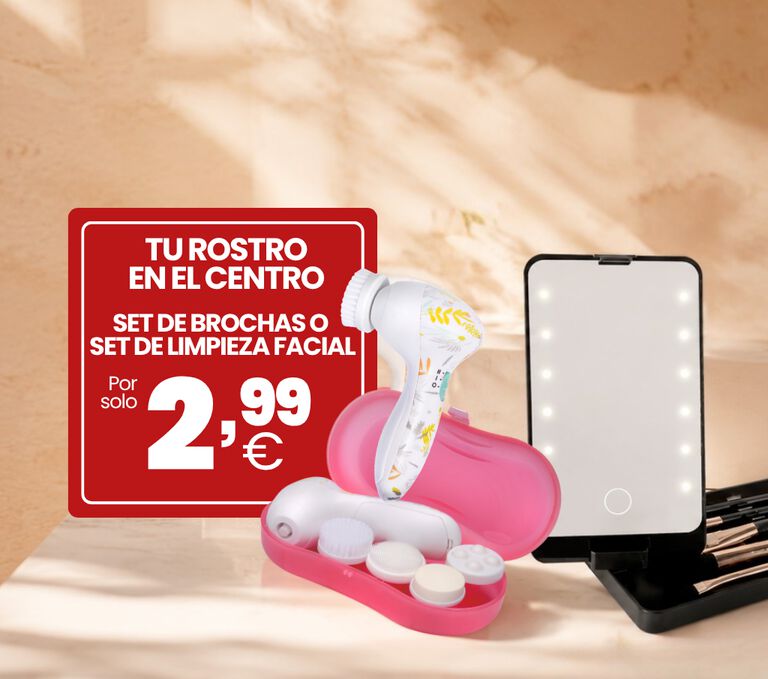 Elige tu accesorio ESPECIAL PARA LA RUTINA DE BELLEZA DIARIA POR SOLO 2,99* SET DE PINCELES o SET DE LIMPIEZA FACIAL *con un pedido m&iacute;nimo de 20 euros en productos totales