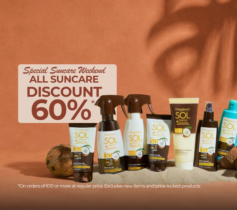 SPECIAL SOLAR WEEKEND All sunscreens 60% off* level 10 euro list price (*excluding new items and fixed prices)