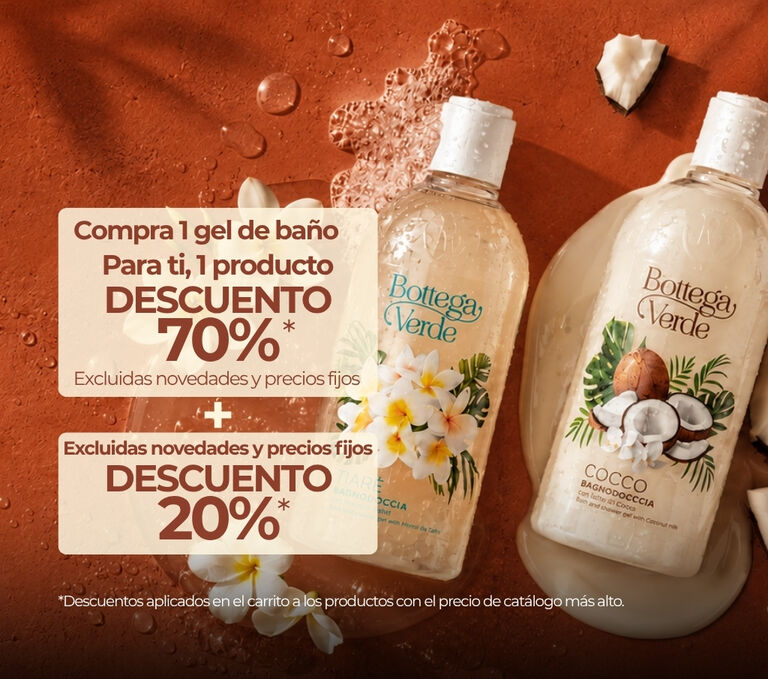 Compra 1 gel de ducha y ll&eacute;vate 1 producto con un 70 % de descuento (excepto novedades y precios fijos) + 1 producto con un descuento fijo del 20 %.
