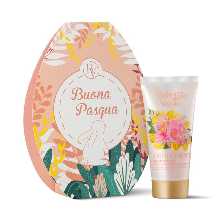 Kit Ovetto Fiori d'Oriente 💗<br> Bagnodoccia con estratti di Ylang Ylang e Rosa damascena (50 ml)