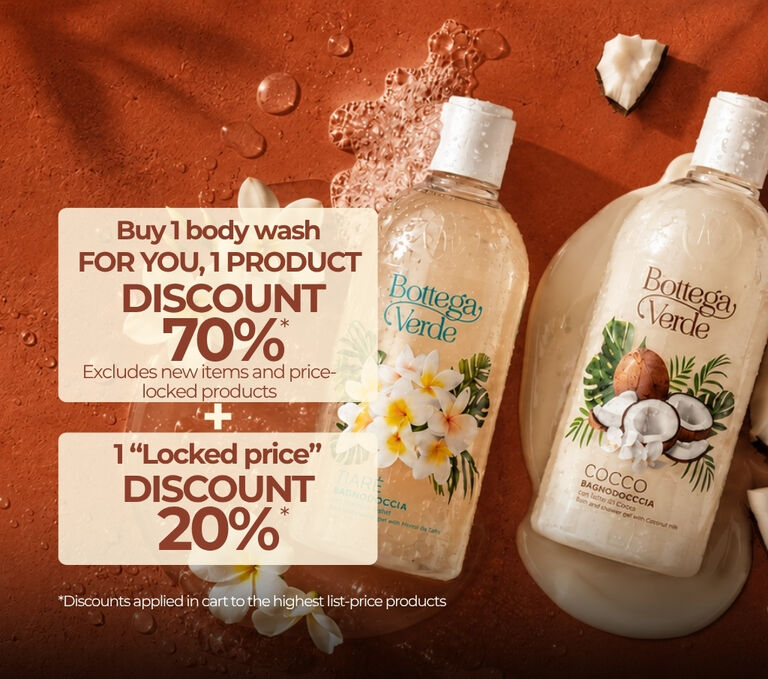Buy 1 shower gel, get 1 product for you at 70% OFF (excluding new items and locked prices) + 1 LOCKED at 20% OFF.