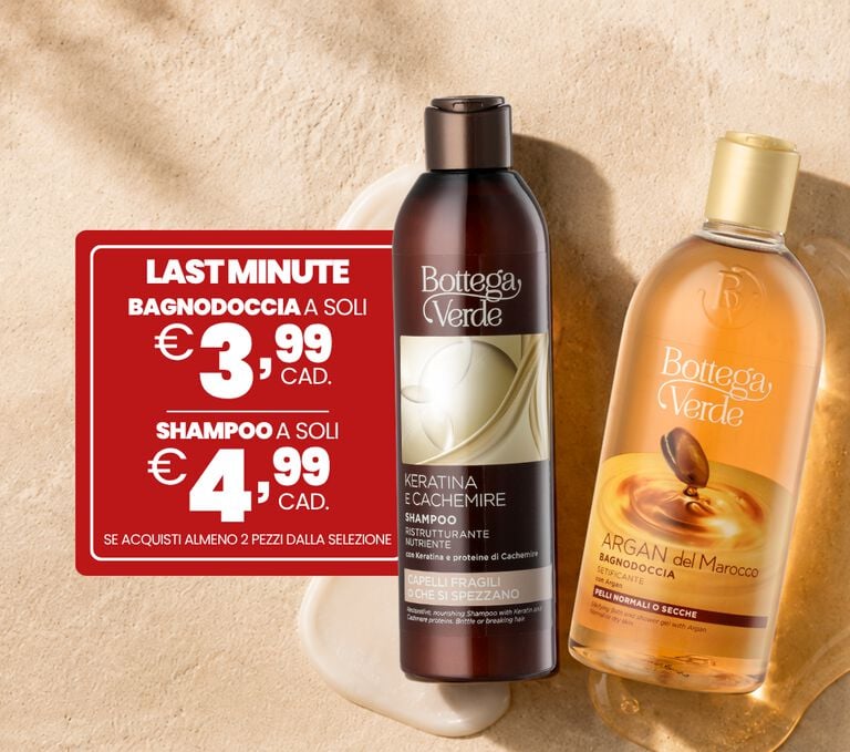 LAST MINUTE DI AGOSTO! BAGNODOCCIA A SOLI 3,99 EURO, SHAMPO A SOLI 4,99 EURO (se acquisti 2 pezzi della selezione)