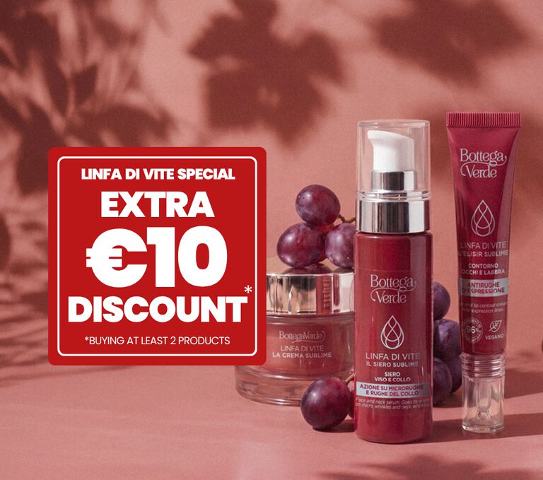 Linfa di Vite Promo: buy at least 2 products for yourself and get an extra &euro;10 off right away