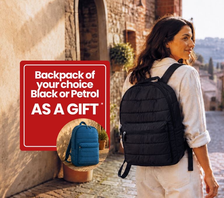 FREE backpack of your choice with a contribution of 2.30 euros. With a minimum order of 15 euros in total products.