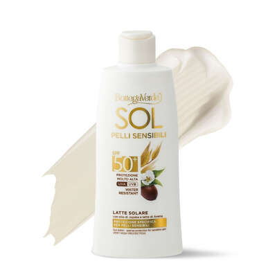 SOL sensitive skin - Sun lotion - protection specifically for sensitive skin - with Jojoba oil and Oat milk - very high protection SPF50+ (200 ml) - water-resistant
