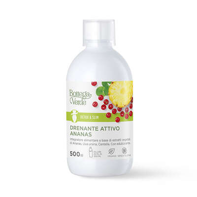 Detox & Slim - Drenante attivo ananas - Integratore alimentare a base di estratti vegetali di Ananas, Uva ursina, Centella. Con edulcorante (500 ml)