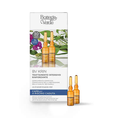 BV Krin - Intensive Strengthening Treatment - Cosmetic Treatment to Help Prevent Hair Loss* - with 8 vital plants extracts (30 phials) - Risk of Hair Loss