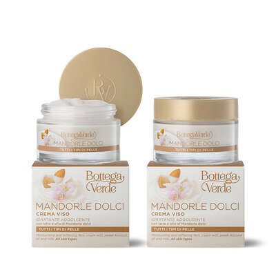 Offerta 2 pezzi  MANDORLE DOLCI - Crema viso - idratante addolcente - con latte e olio di Mandorle dolci - tutti i tipi di pelle