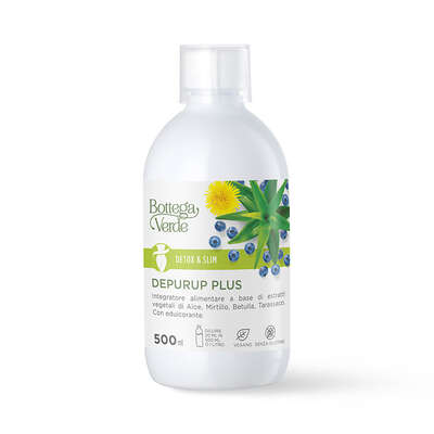 Detox & Slim - Depurup Plus - Integratore alimentare a base di estratti vegetali di Aloe, Mirtillo, Betulla, Tarassaco. Con edulcorante. (500 ml)