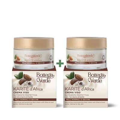 **OFFERTA 1+1** Karitè d'Africa  - Crema viso - nutriente protettiva - con olio e burro di Karitè - pelli normali o secche