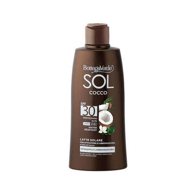 SOL Cocco - Latte solare - intensifica l'abbronzatura - con attivatore di abbronzatura e latte di Cocco - water resistant - protezione alta SPF 30