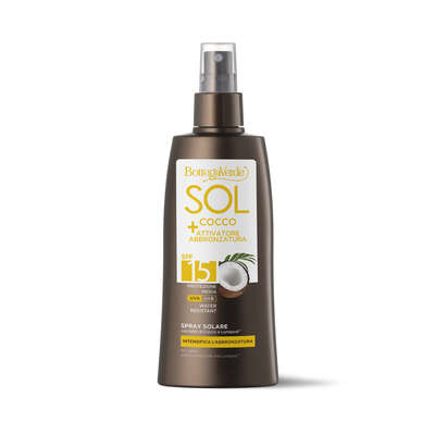 SOL Cocco + Attivatore di abbronzatura - Spray solare - intensifica l'abbronzatura - con latte di Cocco e Lumipod<TM/> - water resistant - protezione media SPF15