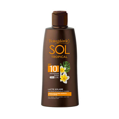 SOL Tropical - Leche solar - bronceado dorado y uniforme - con Monoi y extracto de Vainilla (200 ml) - protección baja SPF10