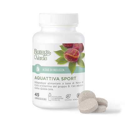 Acque di Bellezza - Aquattiva Sport - Integratore alimentare a base di Noce di Cola e Vitamine del gruppo B. Con edulcorante. Gusto cola. (45 compresse solubili)