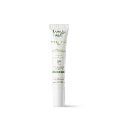 Pelle pura bio - Purifying and calming emergency blemish treatment gel with organic Ginger extract, Lemon juice and essential oil, and organic Barley water (10 ml) - combination or oily skin