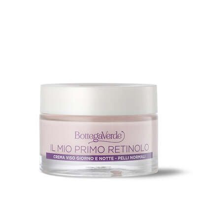 Il mio primo retinolo - Crema viso giorno e notte - prime rughe, energizzante - con Pro-Retinolo, acido Ialuronico ed estratti iperfermentati di Carota e Ginseng rosso - pelli normali