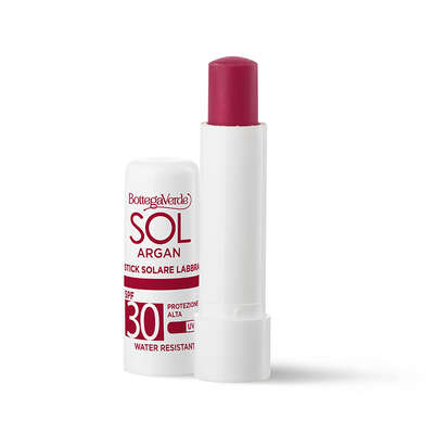 SOL Argan - Stick labbra solare  - tonalizza e protegge - con olio di Argan e Vitamina E - protezione alta SPF30 water resistant