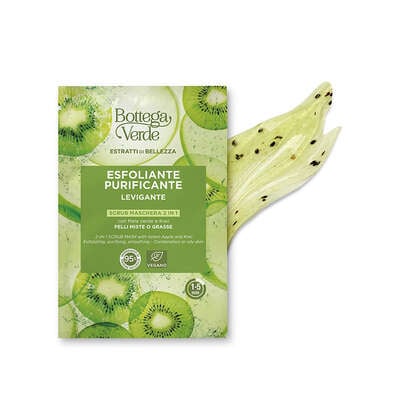 Estratti di bellezza - 2 in 1 Scrub Mask - with Green Apple and Kiwi - exfoliating, purifying, smoothing - combination or oily skin (8 ml)