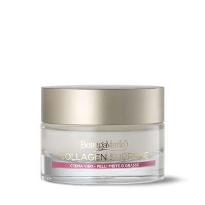 Collagen Supreme - Crema facial - antiarrugas elastizante efecto piel nueva - con Colla-Gain a base de flor de Granada y aceite de Avellano (50 ml) - pieles mixtas o grasas