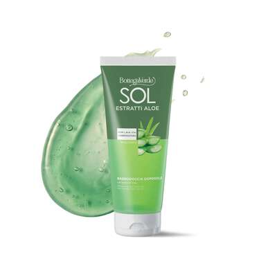 SOL Estratti Aloe - Aftersun bath and shower gel - doesn't wash away your tan - with Aloe juice (200 ml) - emollient