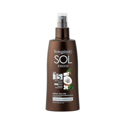 SOL Cocco - Spray solare - intensifica l'abbronzatura - con attivatore di abbronzatura e latte di Cocco - water resistant - protezione media SPF 15