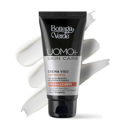UOMO+ skincare - Face cream - anti-wrinkle and energizing - with Hyaluronic acid and Guarana extract (50 ml)