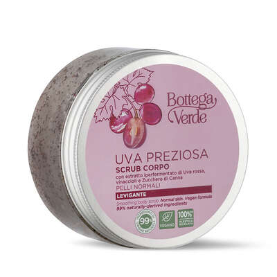 Uva Preziosa - Scrub corpo levigante - con estratto iperfermentato di Uva rossa di Tenuta Massaini, vinaccioli e Zucchero di Canna - pelli normali