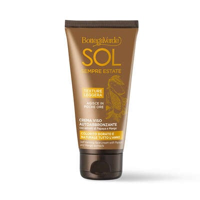 SOL Sempre Estate - Crema facial autobronceadora con extractos de Papaya y Mango (50 ml) - bronceado dorado y natural durante todo el año