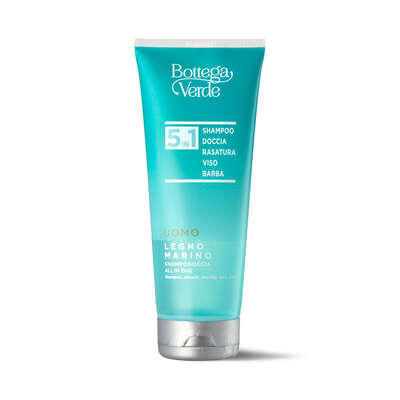 UOMO - Legno Marino - 5-in-1 shampoo and shower gel with Minerals (200 ml) - shampoo, shower, shaving, face, beard