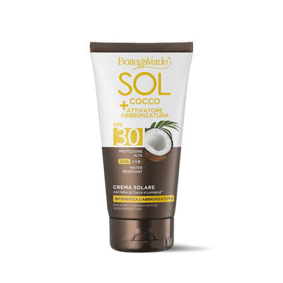 SOL Cocco + Attivatore di abbronzatura - Crema solare- intensifica l'abbronzatura - con latte di Cocco e Lumipod<TM/>(150 ml) - water resistant - protezione alta SPF30