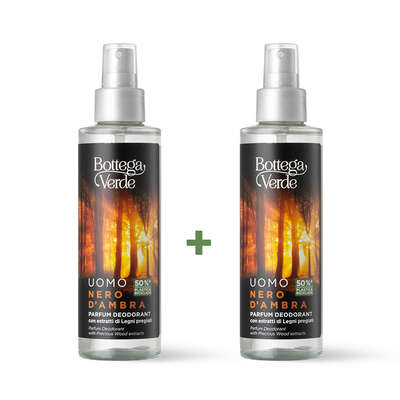 Offerta 2 pezzi UOMO - Nero d'Ambra - Parfum deodorant con estratti di Legni pregiati
