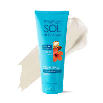 SOL Ibisco Argan - Aftersun cream - moisturises and enhances your tan - with Hibiscus Oil and Argan Oil (200 ml) - prolongs your tan - fresh effect gel cream