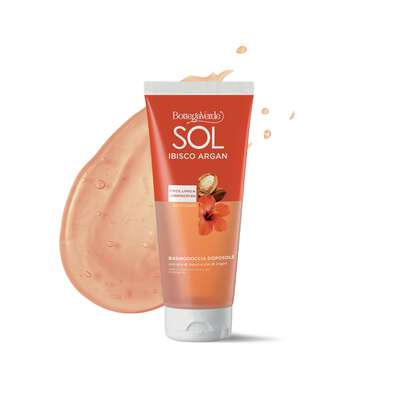 SOL Ibisco Argan - Aftersun bath and shower gel - for silky skin - with Hibiscus Oil and Argan Oil (200 ml) - prolongs your tan
