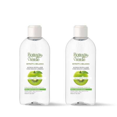 2 pieces Offer Estratti di bellezza - Micellar water - face, eyes and lips - Green Apple and Kiwi - removes make-up, cleanses and purifies - mixed or oily skin (200 ml)