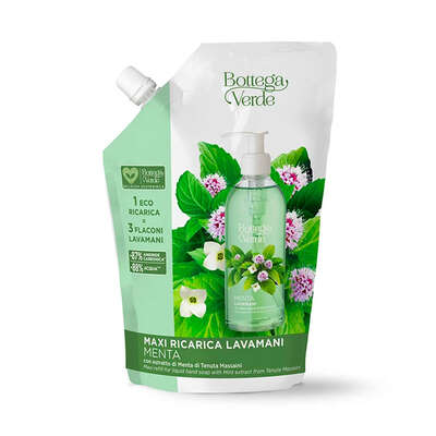Menta - Recarga maxi de jabón de manos con extracto de Menta de Tenuta Bottega Verde (750 ml)