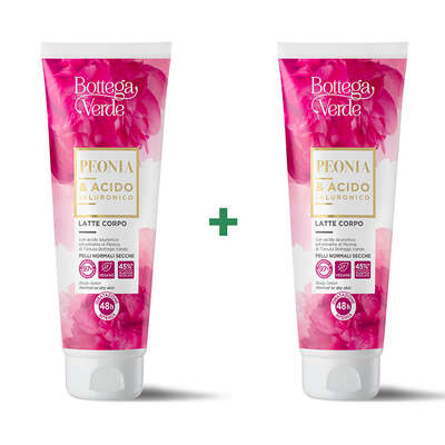 Offer 2 pieces - Body lotion - intense moisturizing - with Hyaluronic Acid and Peony extract from Tenuta Bottega Verde (200 ml) - normal and dry skin - 48H of moisturizing