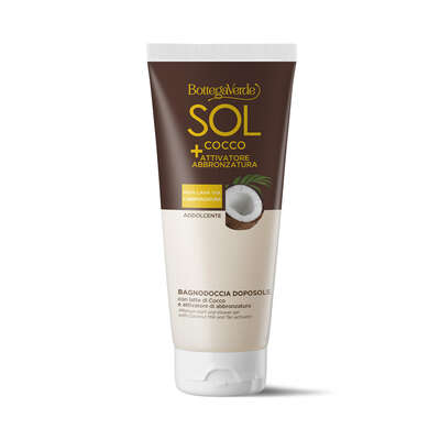 SOL Cocco + Tan activator - After sun bath and shower gel - softening - with Coconut Milk and Tan activator (200 ml) - doesn't wash your tan away