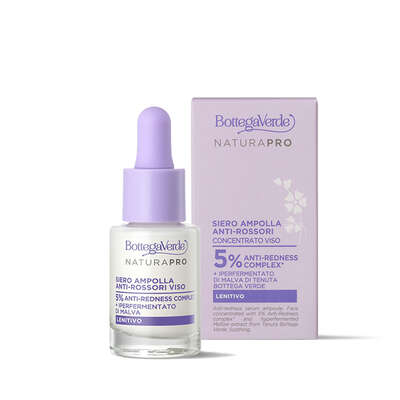 Anti-redness serum ampoule - face concentrated - with 5% Anti-Redness complex* and hyperfermented Mallow extract from Tenuta Bottega Verde (15 ml) - soothing