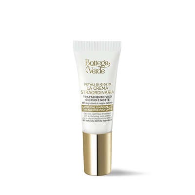 Petali di Giglio - La crema straordinaria -  Ricarica Trattamento viso giorno e notte - antirughe rimpolpante idratazione profonda  - Hya-Lilium Complex<TM/> con Acido Ialuronico a 4 pesi molecolari e iperfermentato di Giglio Bianco di Tenuta Bottega Verde - tutti i tipi di pelle