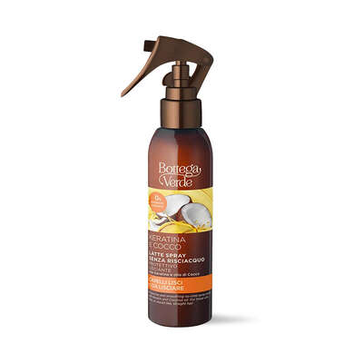 Keratina e Cocco - Leche en spray sin necesidad de aclarado, protectora y alisadora - con Keratina y aceite de Coco (150 ml) - cabellos lisos o por alisar