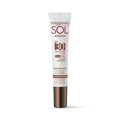 SOL Argan - Contorno occhi - protettivo idratante - con olio di Argan e microsfere di acido Ialuronico - SPF30 protezione alta - water resistant