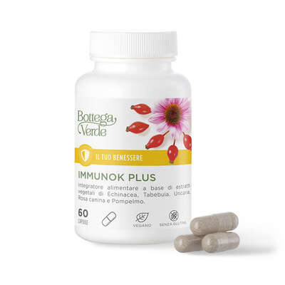 Il tuo benessere - Immunok plus - Integratore alimentare a base di estratti vegetali di Echinacea, Tabebuia, Uncaria, Rosa canina e Pompelmo. (60 capsule)