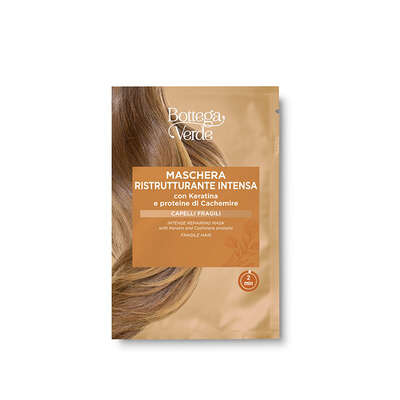 Mascarilla reparadora intensa - con Keratina y proteínas de Cachemir - acción fortalecedora suavizante (8 ml) - cabello frágil - actúa en 2 minutos