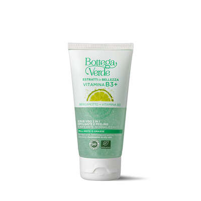 Vitamin B3+ - 2 in 1 face scrub - exfoliating and peeling - Bergamot Vitamin B3 - purifying, normalizing (75 ml) - combination or oily skin