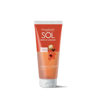 SOL Ibisco Argan - Gel de baño y ducha aftersun - efecto seda - con aceite de Hibisco y aceite de Argán (200 ml) - prolonga el bronceado