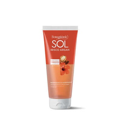 SOL Ibisco Argan - Aftersun bath and shower gel - for silky skin - with Hibiscus Oil and Argan Oil (200 ml) - prolongs your tan
