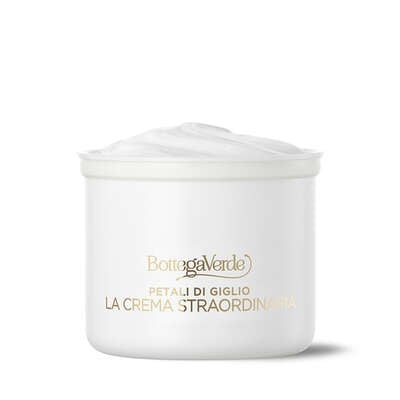 Petali di Giglio - La crema straordinaria -  Ricarica Trattamento viso giorno e notte - antirughe rimpolpante idratazione profonda  - Hya-Lilium Complex<TM/> con Acido Ialuronico a 4 pesi molecolari e iperfermentato di Giglio Bianco di Tenuta Bottega Verde - tutti i tipi di pelle
