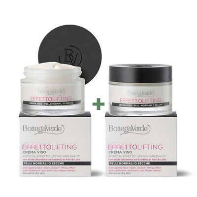 ** 1 + 1 OFFER**  Effetto Lifting - Anti-ageing face cream, instant* lifting effect, with Hyaluronic acid and Lotus flower extract (50 ml) - normal or dry skin