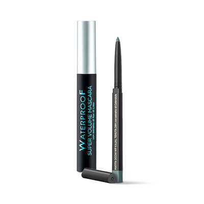 Mascara waterproof + Eye pencil waterproof - metallic green